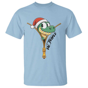Funny Christmas Dinosaur T Shirt Ew People Xmas Gift TS12 Light Blue Print Your Wear
