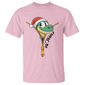 Funny Christmas Dinosaur T Shirt Ew People Xmas Gift TS12 Light Pink Print Your Wear