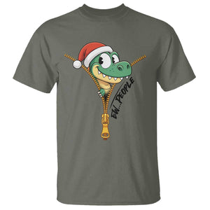 Funny Christmas Dinosaur T Shirt Ew People Xmas Gift TS12 Military Green Print Your Wear