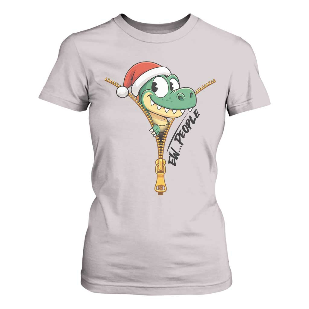 Funny Christmas Dinosaur T Shirt For Women Ew People Xmas Gift TS12 Ice Gray Print Your Wear