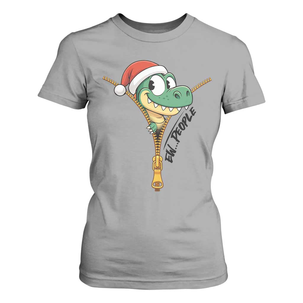 Funny Christmas Dinosaur T Shirt For Women Ew People Xmas Gift TS12 Sport Gray Print Your Wear