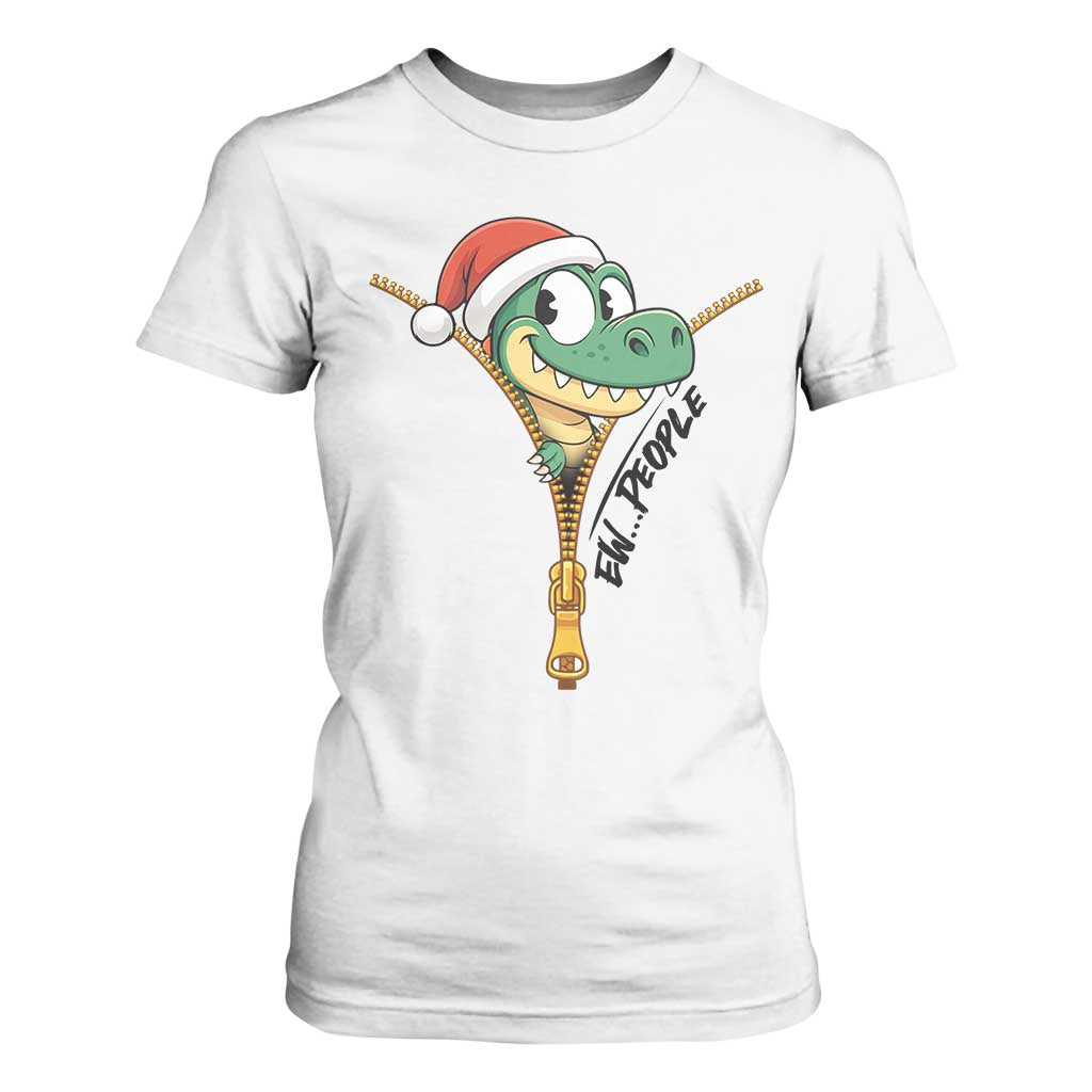Funny Christmas Dinosaur T Shirt For Women Ew People Xmas Gift TS12 White Print Your Wear