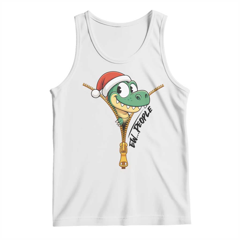 Funny Christmas Dinosaur Tank Top Ew People Xmas Gift TS12 White Print Your Wear