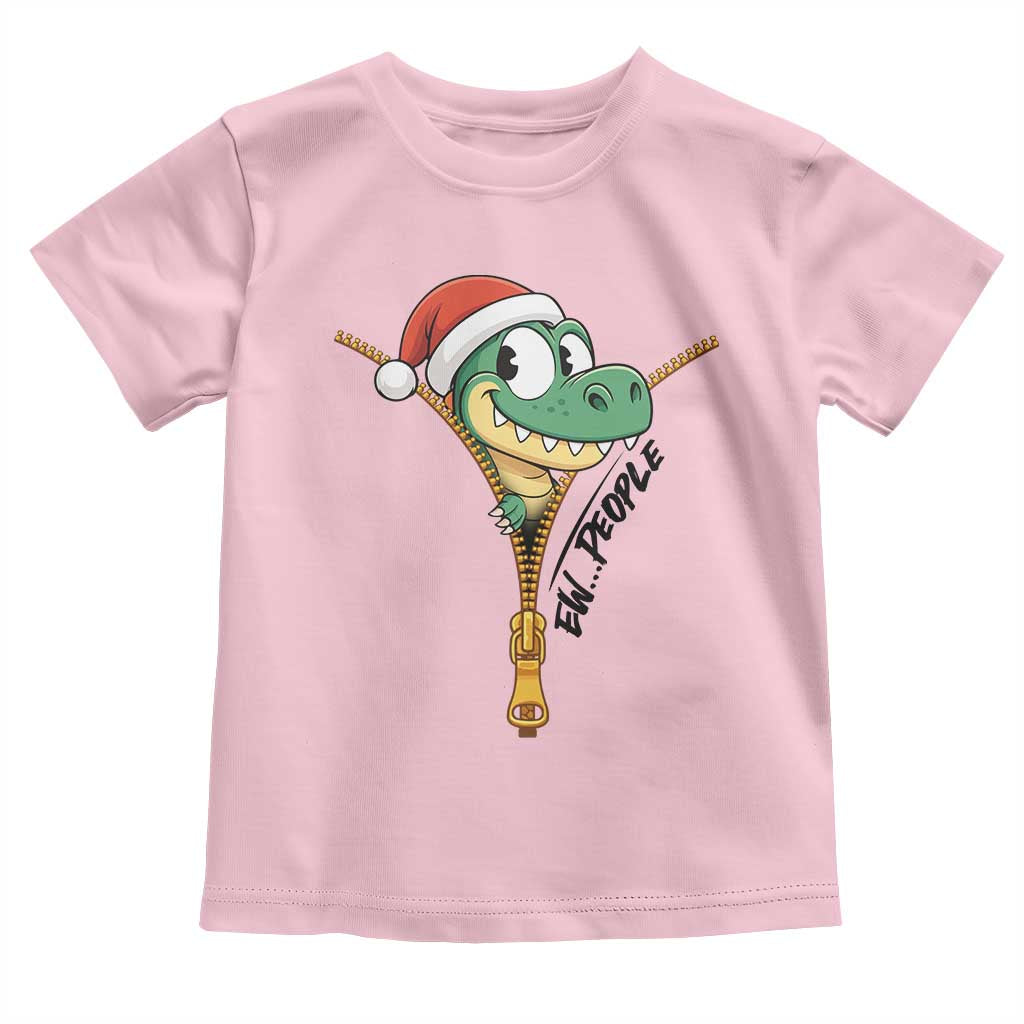 Funny Christmas Dinosaur Toddler T Shirt Ew People Xmas Gift TS12 Light Pink Print Your Wear