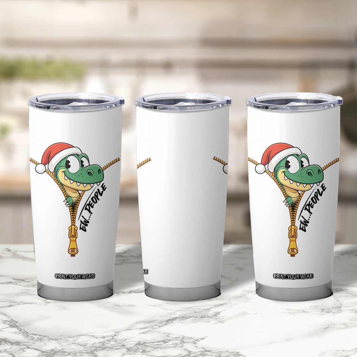 Funny Christmas Dinosaur Tumbler Cup Ew People Xmas Gift TS12 Print Your Wear