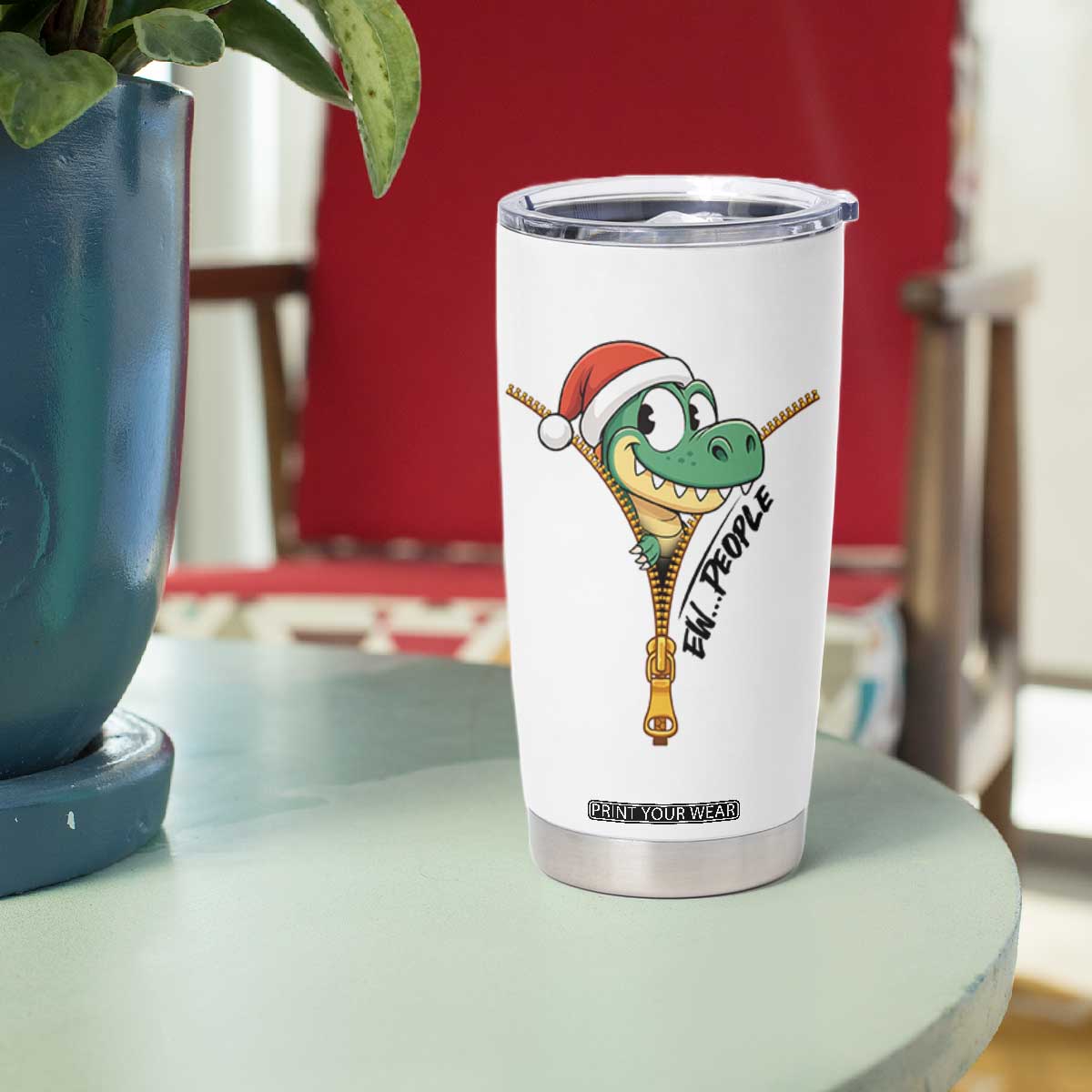 Funny Christmas Dinosaur Tumbler Cup Ew People Xmas Gift TS12 Print Your Wear