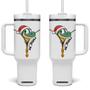 Funny Christmas Dinosaur Tumbler With Handle Ew People Xmas Gift TS12 One Size: 40 oz White Print Your Wear