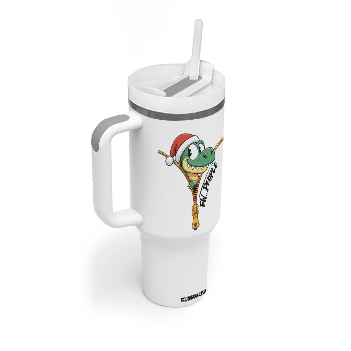 Funny Christmas Dinosaur Tumbler With Handle Ew People Xmas Gift TS12 Print Your Wear