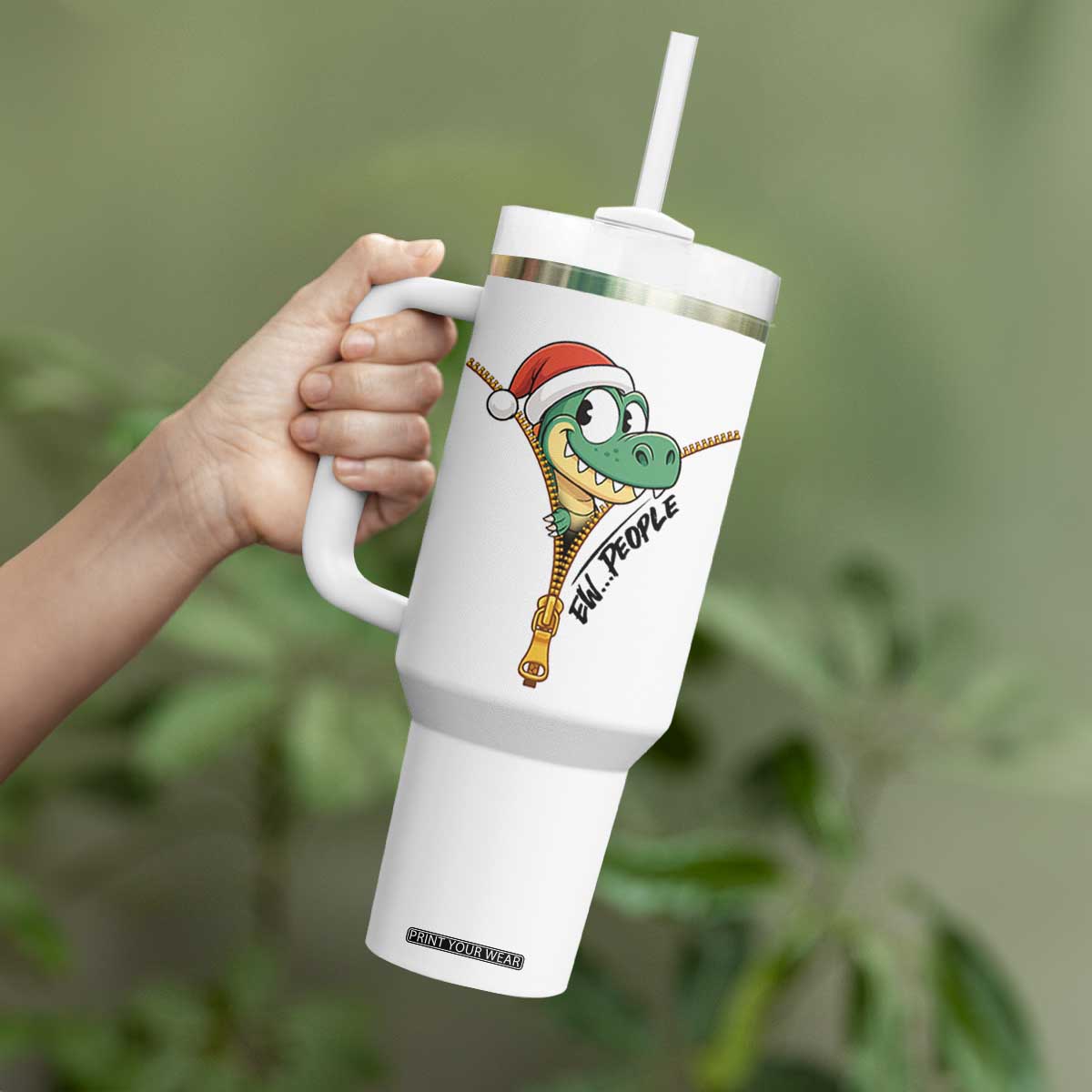Funny Christmas Dinosaur Tumbler With Handle Ew People Xmas Gift TS12 Print Your Wear