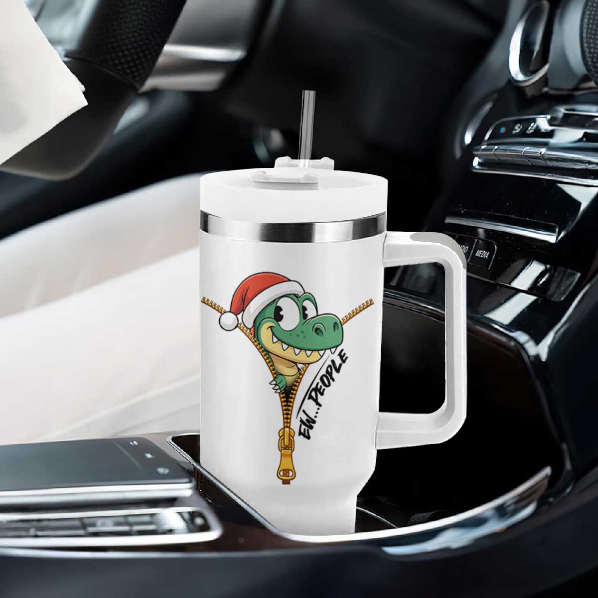 Funny Christmas Dinosaur Tumbler With Handle Ew People Xmas Gift TS12 Print Your Wear