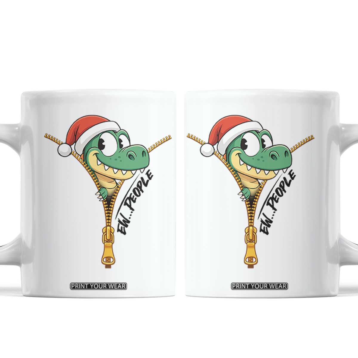 Funny Christmas Dinosaur Coffee Mug Ew People Xmas Gift TS12 White Print Your Wear
