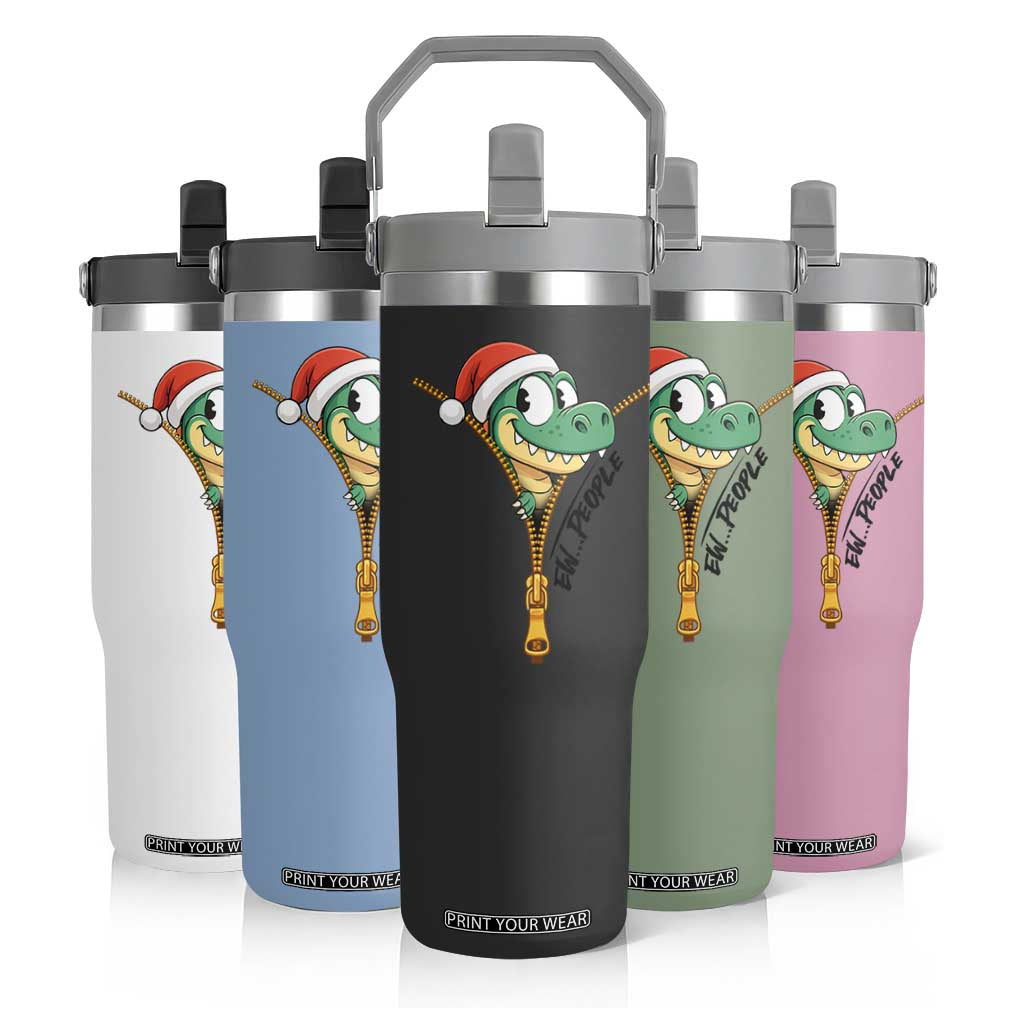 Funny Christmas Dinosaur Flip Straw Tumbler Ew People Xmas Gift TS12 Print Your Wear