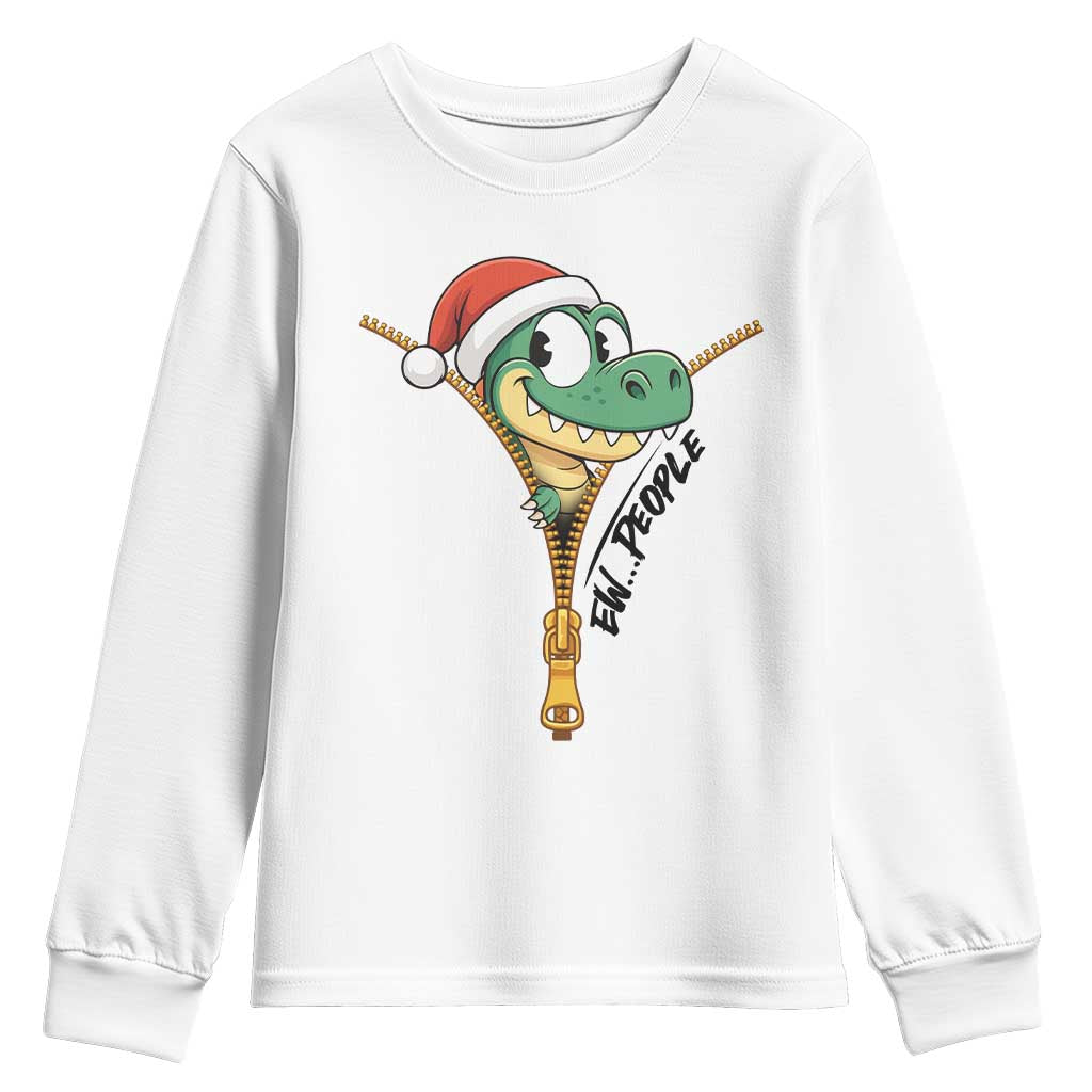 Funny Christmas Dinosaur Youth Sweatshirt Ew People Xmas Gift TS12 White Print Your Wear