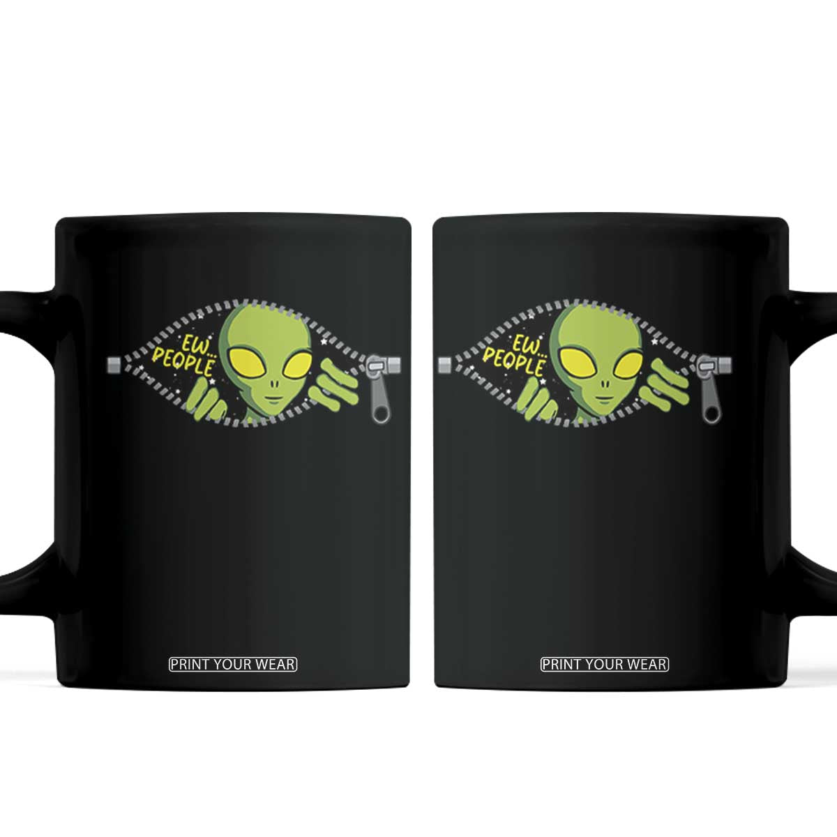 Funny Alien Coffee Mug Ew People Hater Quote TS12 Black Print Your Wear