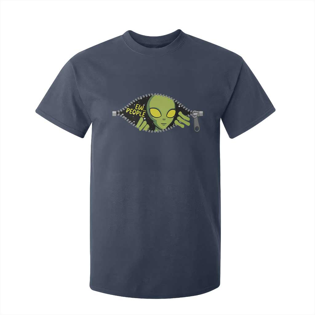 Funny Alien T Shirt For Kid Ew People Hater Quote TS12 Navy Print Your Wear