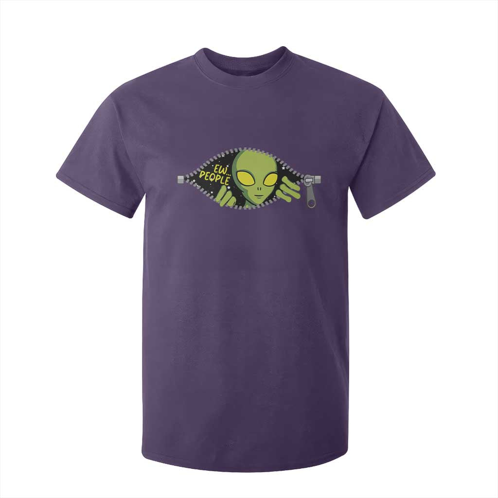 Funny Alien T Shirt For Kid Ew People Hater Quote TS12 Purple Print Your Wear