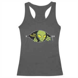 Funny Alien Racerback Tank Top Ew People Hater Quote TS12 Dark Heather Print Your Wear
