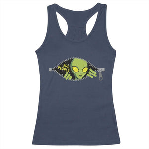 Funny Alien Racerback Tank Top Ew People Hater Quote TS12 Navy Print Your Wear