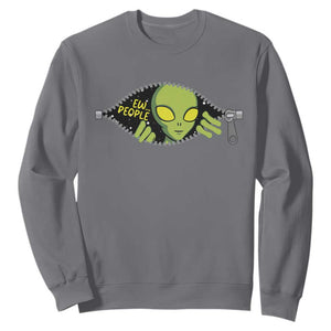 Funny Alien Sweatshirt Ew People Hater Quote TS12 Charcoal Print Your Wear