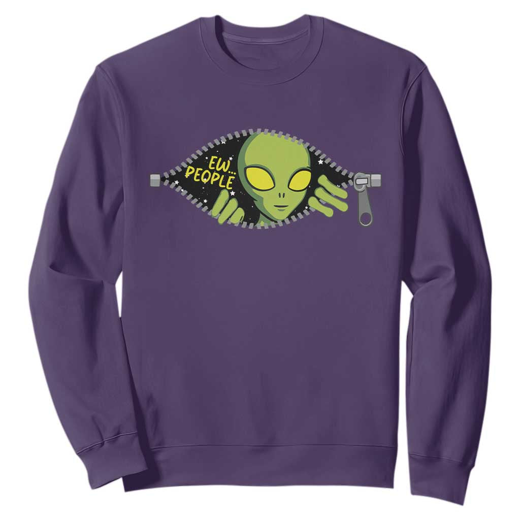 Funny Alien Sweatshirt Ew People Hater Quote TS12 Purple Print Your Wear