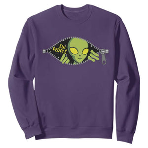 Funny Alien Sweatshirt Ew People Hater Quote TS12 Purple Print Your Wear