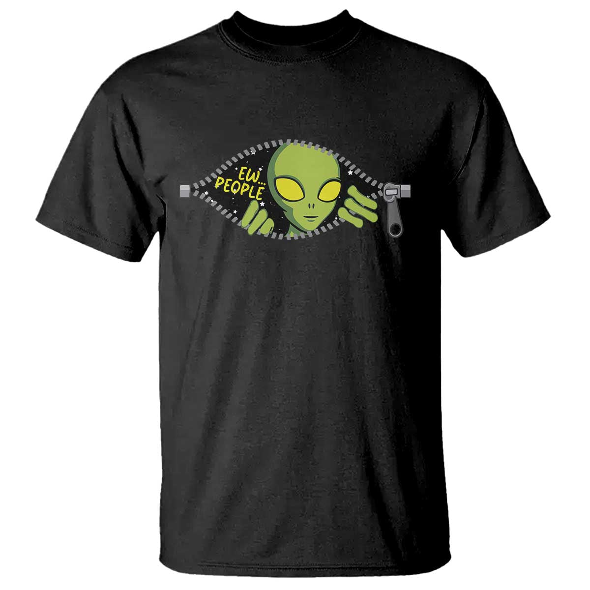 Funny Alien T Shirt Ew People Hater Quote TS12 Black Print Your Wear