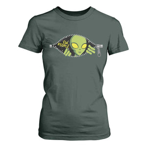 Funny Alien T Shirt For Women Ew People Hater Quote TS12 Dark Forest Green Print Your Wear