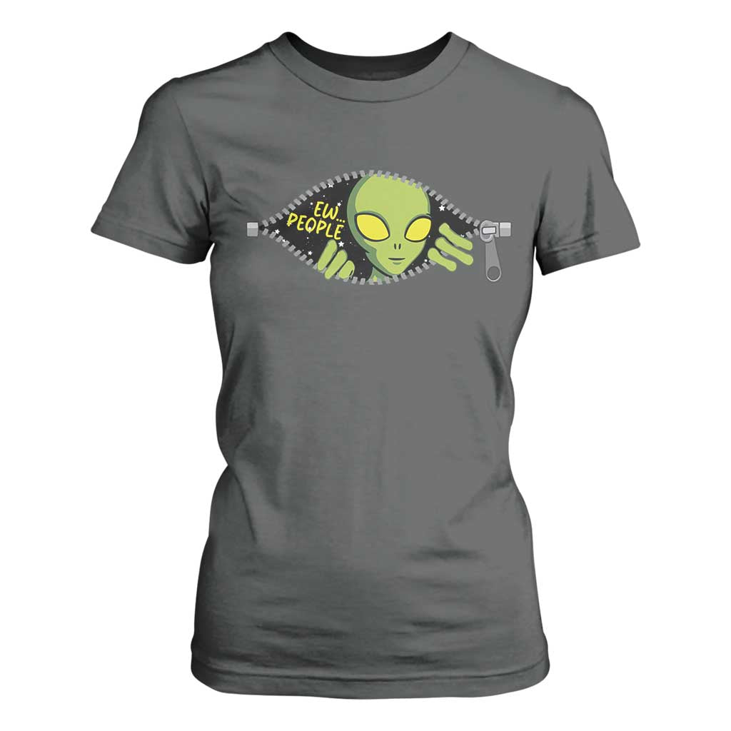 Funny Alien T Shirt For Women Ew People Hater Quote TS12 Dark Heather Print Your Wear