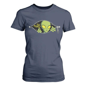 Funny Alien T Shirt For Women Ew People Hater Quote TS12 Navy Print Your Wear