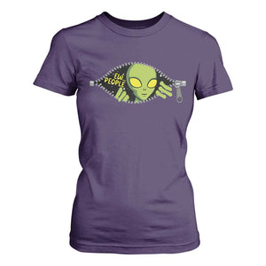 Funny Alien T Shirt For Women Ew People Hater Quote TS12 Purple Print Your Wear