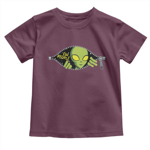 Funny Alien Toddler T Shirt Ew People Hater Quote TS12 Maroon Print Your Wear