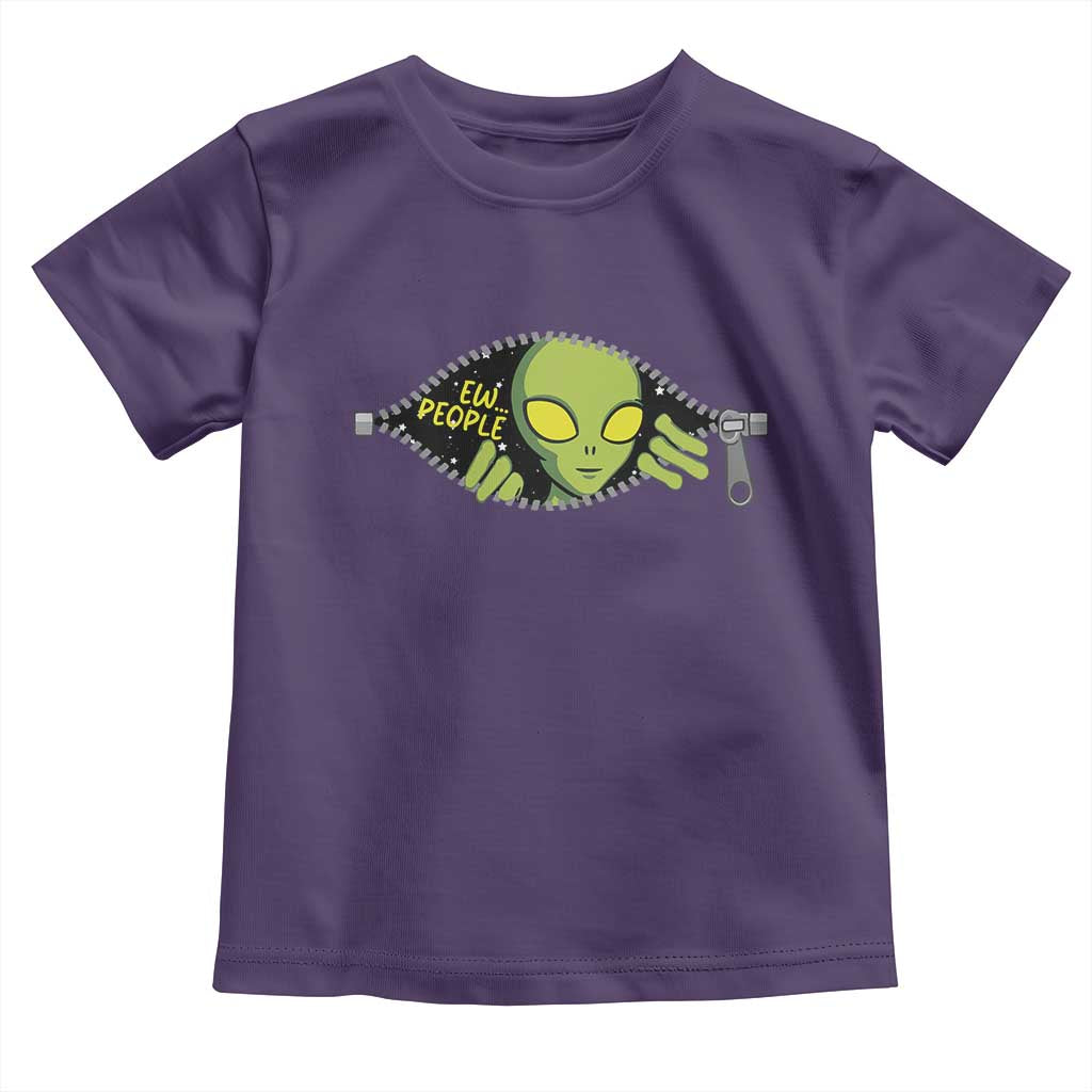 Funny Alien Toddler T Shirt Ew People Hater Quote TS12 Purple Print Your Wear