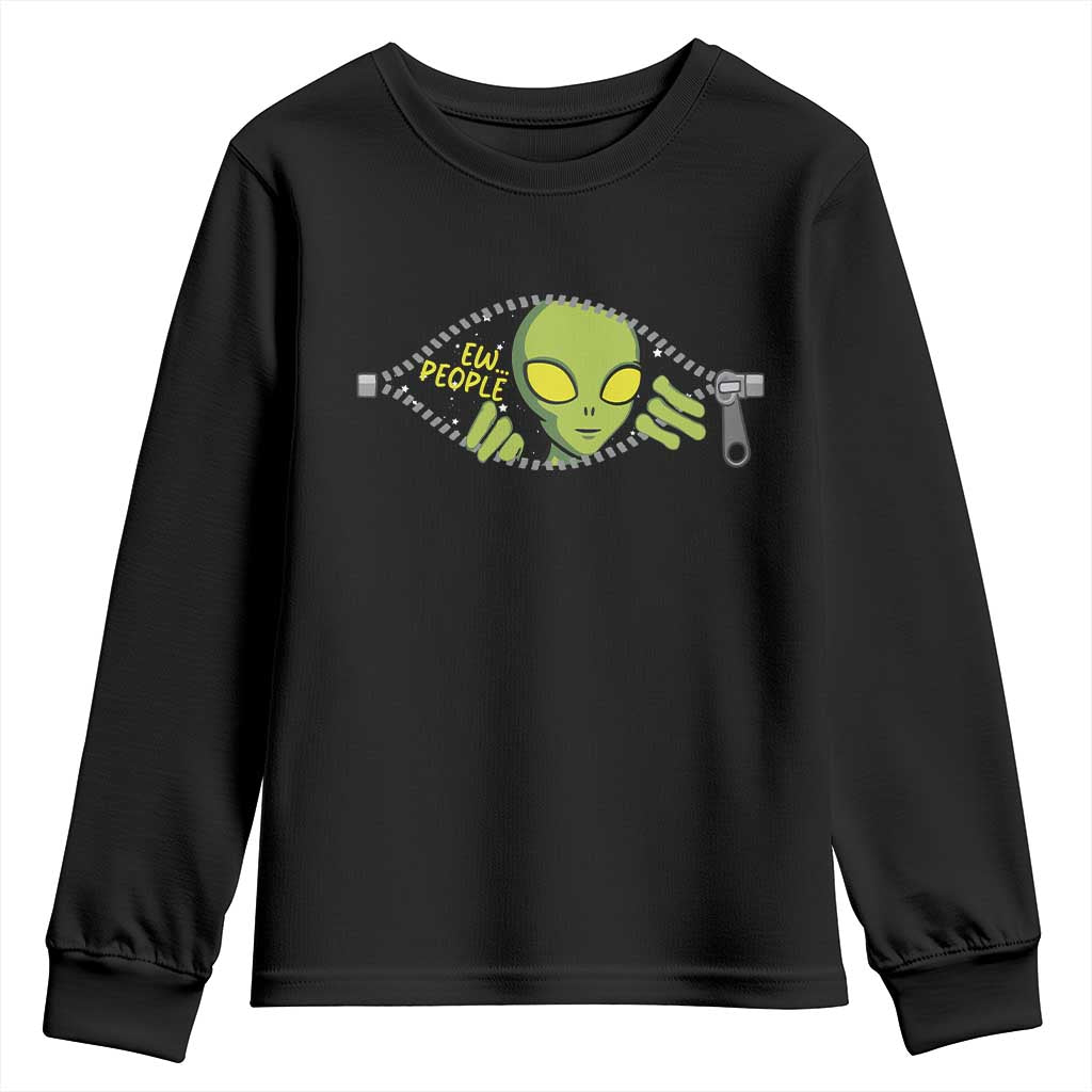 Funny Alien Youth Sweatshirt Ew People Hater Quote TS12 Black Print Your Wear