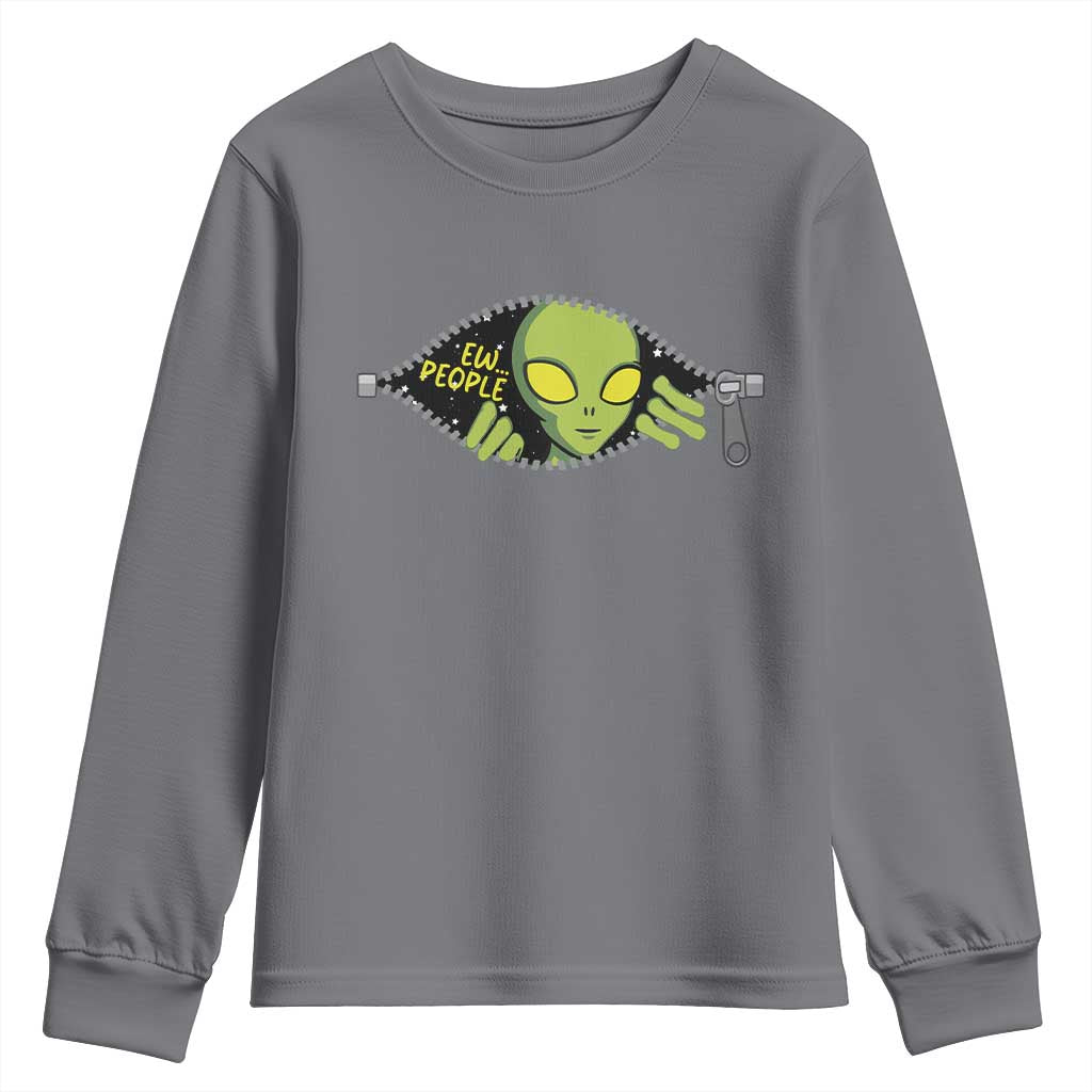 Funny Alien Youth Sweatshirt Ew People Hater Quote TS12 Charcoal Print Your Wear