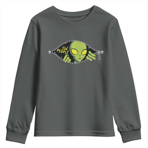 Funny Alien Youth Sweatshirt Ew People Hater Quote TS12 Dark Heather Print Your Wear
