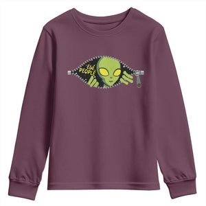 Funny Alien Youth Sweatshirt Ew People Hater Quote TS12 Maroon Print Your Wear