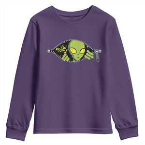 Funny Alien Youth Sweatshirt Ew People Hater Quote TS12 Purple Print Your Wear