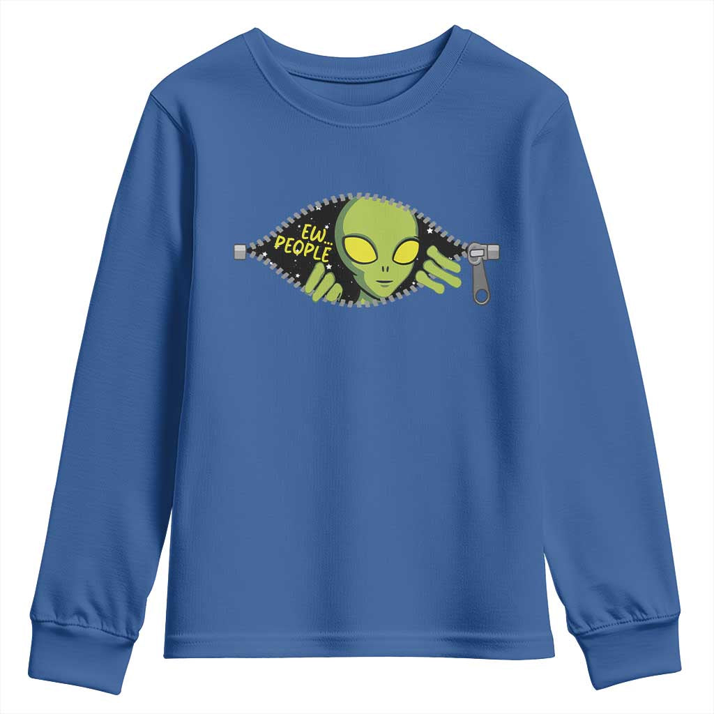 Funny Alien Youth Sweatshirt Ew People Hater Quote TS12 Royal Blue Print Your Wear