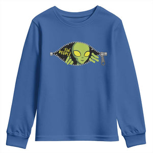 Funny Alien Youth Sweatshirt Ew People Hater Quote TS12 Royal Blue Print Your Wear