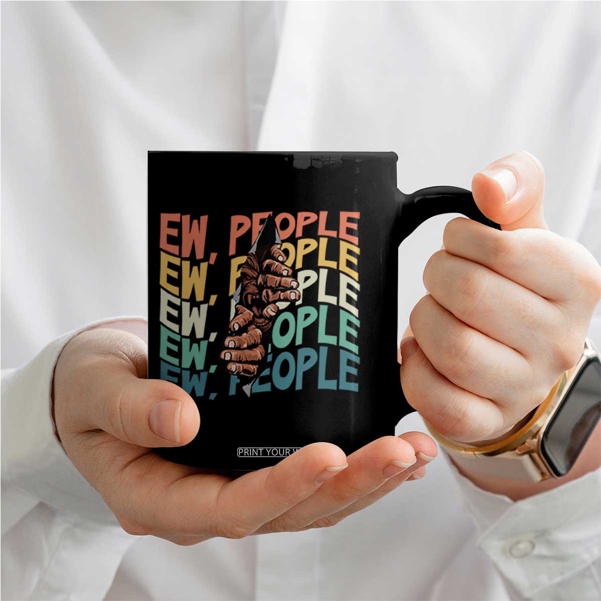 Ew People Hater Coffee Mug Funny Bigfoot Sarcastic Quote TS12 Print Your Wear