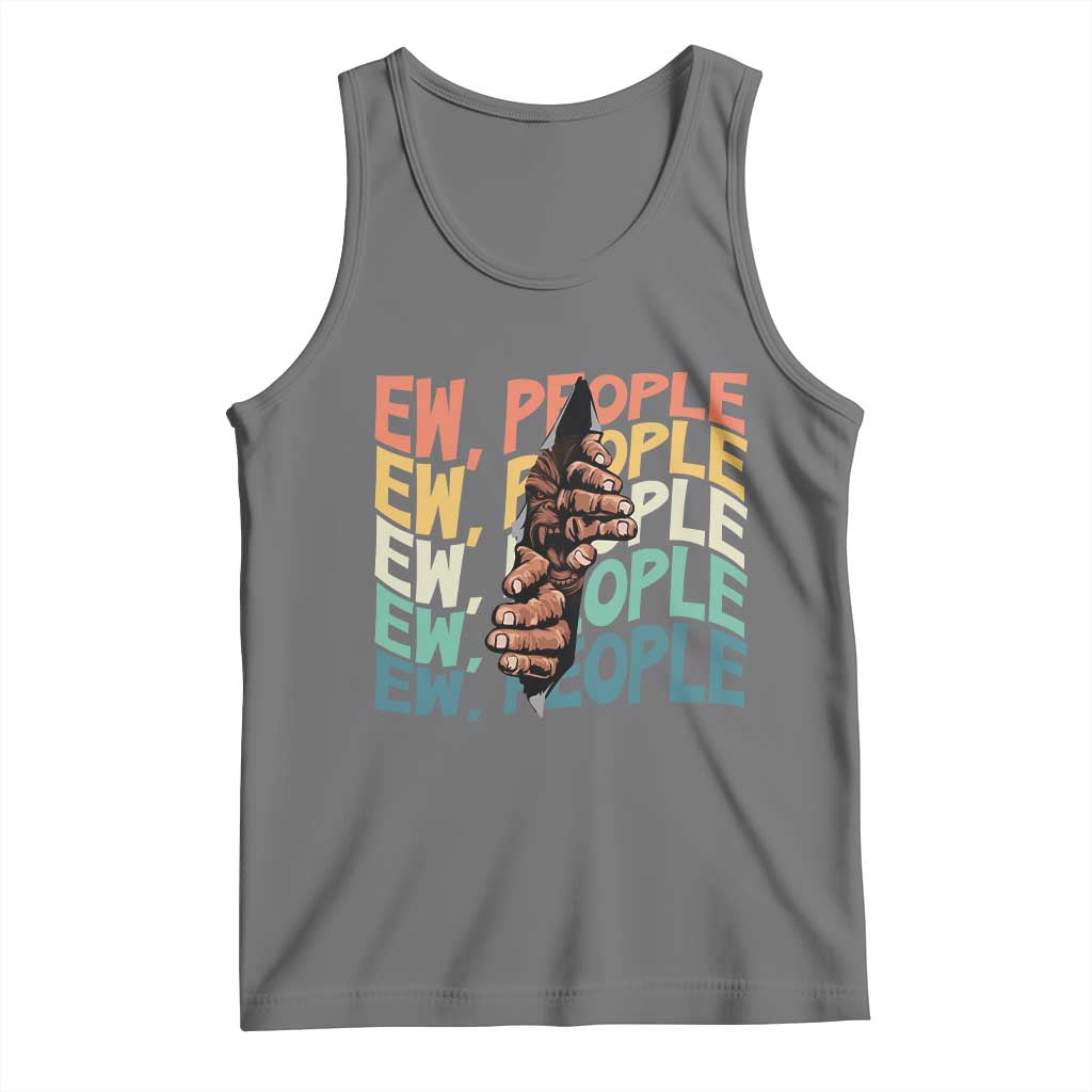 Ew People Hater Tank Top Funny Bigfoot Sarcastic Quote TS12 Black Heather Print Your Wear