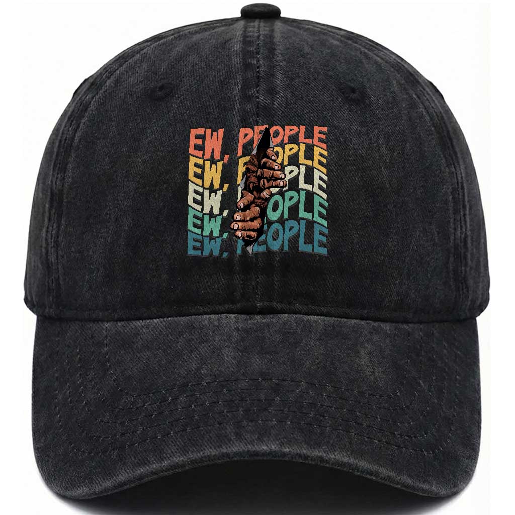 Ew People Hater Washed Cotton Baseball Cap Funny Bigfoot Sarcastic Quote TS12 Print Your Wear