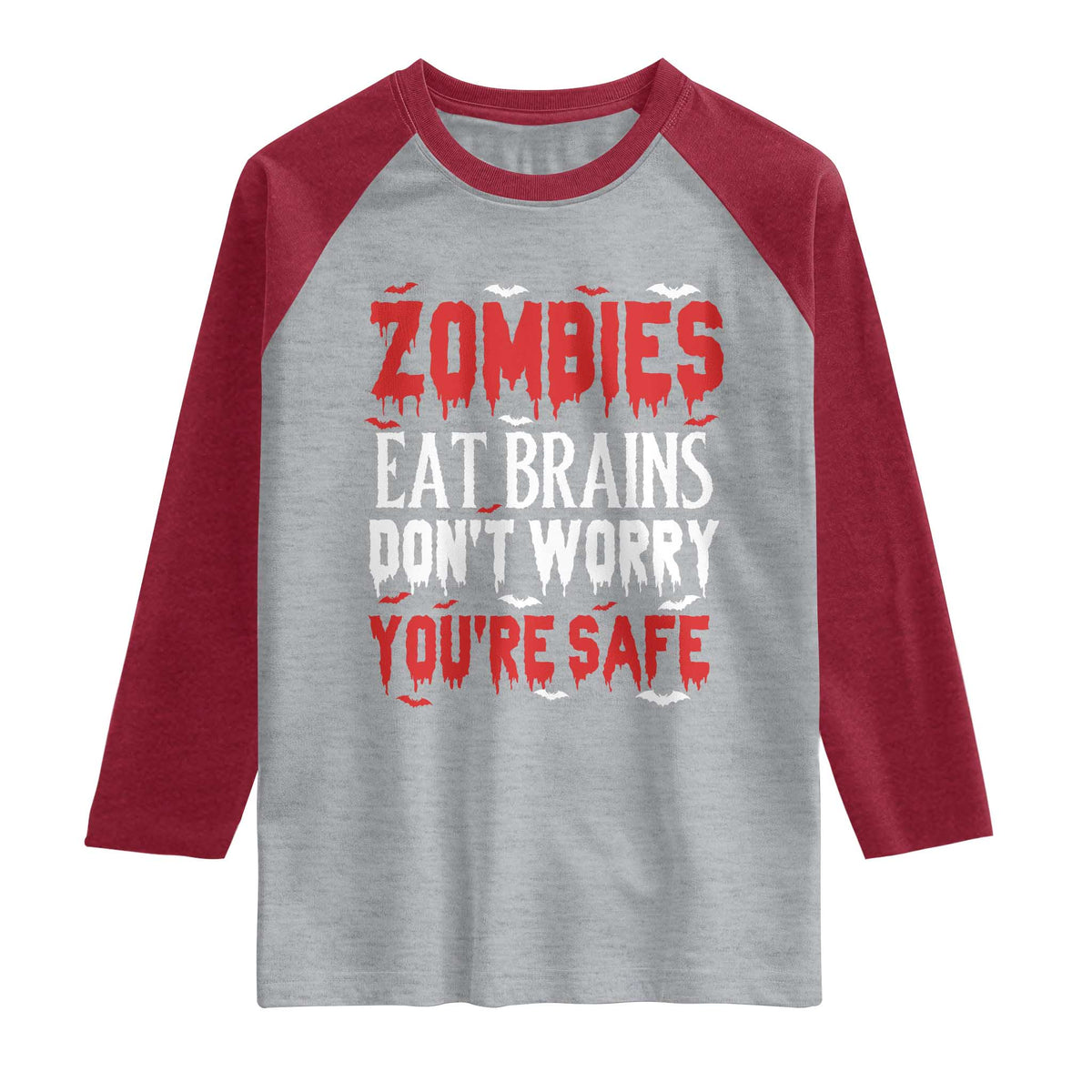 Zombies Eat Brains Dont Worry You Are Safe Raglan Shirt Funny Zombie Joke