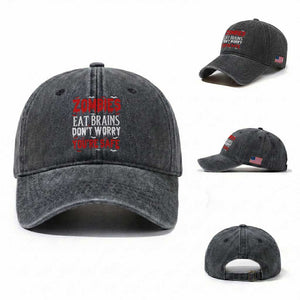 Zombies Eat Brains Dont Worry You Are Safe Washed Cotton Baseball Cap Funny Zombie Joke