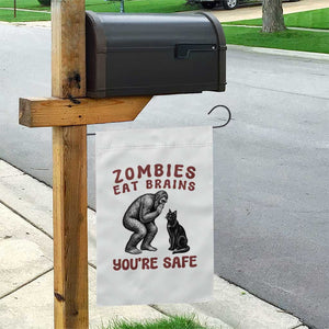 Funny Bigfoot And Black Cat Garden Flag Zombies Eat Brains Dont Worry You Are Safe
