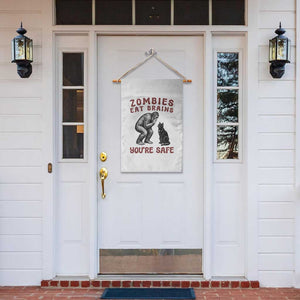 Funny Bigfoot And Black Cat Garden Flag Zombies Eat Brains Dont Worry You Are Safe