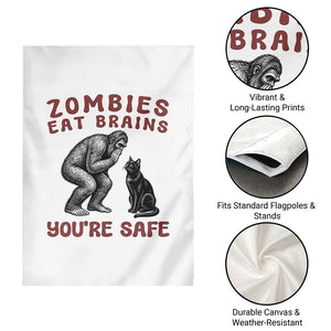 Funny Bigfoot And Black Cat Garden Flag Zombies Eat Brains Dont Worry You Are Safe