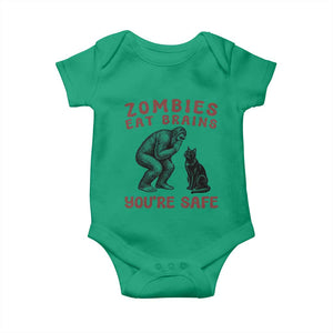 Funny Bigfoot And Black Cat Baby Onesie Zombies Eat Brains Dont Worry You Are Safe