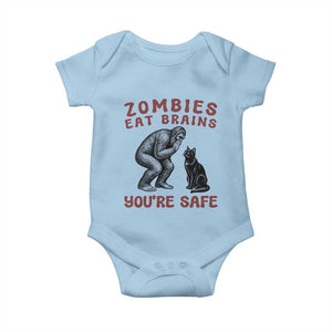 Funny Bigfoot And Black Cat Baby Onesie Zombies Eat Brains Dont Worry You Are Safe