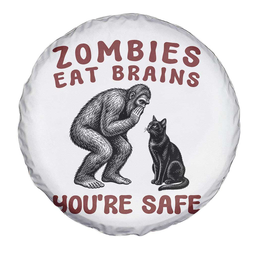 Funny Bigfoot And Black Cat Spare Tire Cover Zombies Eat Brains Dont Worry You Are Safe TS12 Print Your Wear
